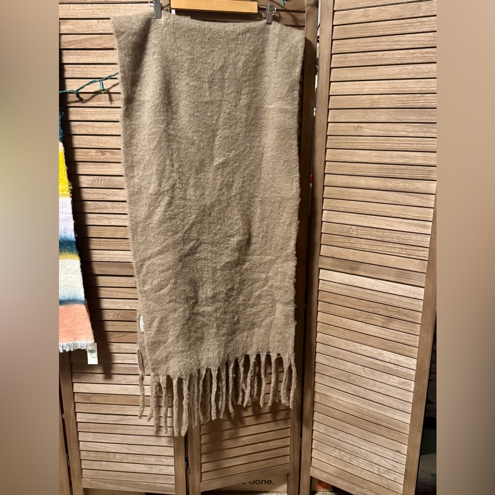 Anthropologie Soft Tan Fringe Scarf- NWT